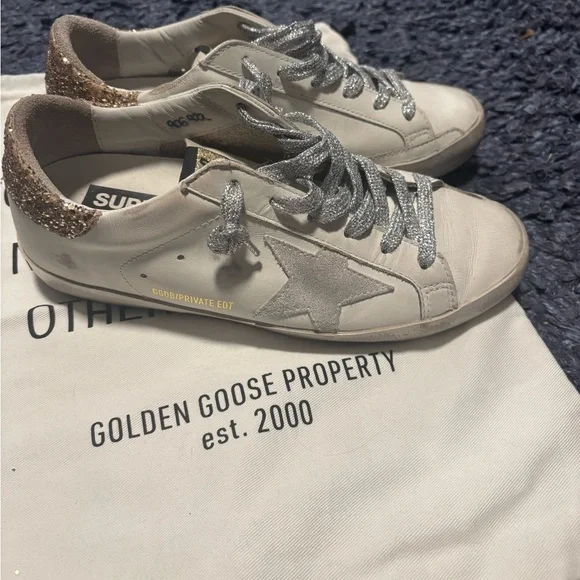 Golden Goose private edition White and Silver Sneakers women size 7 - Picture 2 of 11